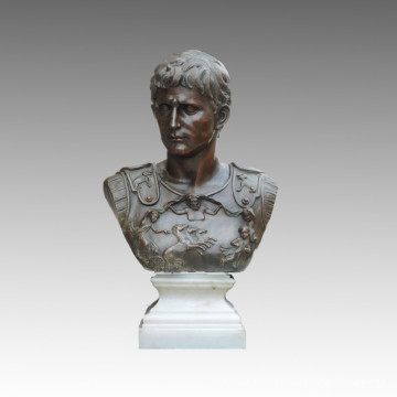 Bustos Escultura de jardín de bronce Rey romano Octavian Deco Estatua de latón TPE-450